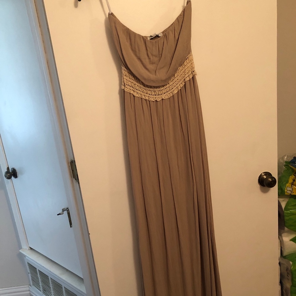 Strapless Maxi Dress with Crochet Waist